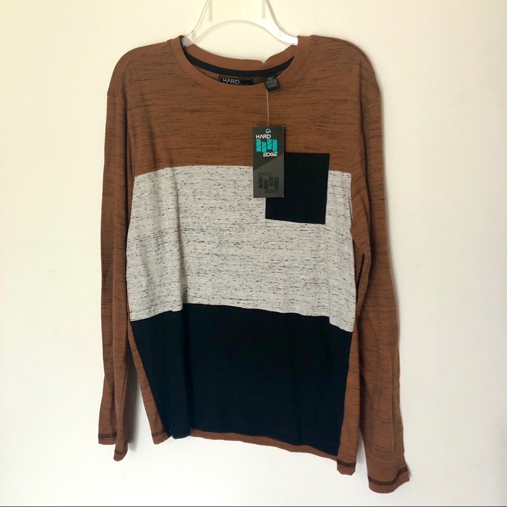 Hard Edge long sleeve color block stripe T-shirt